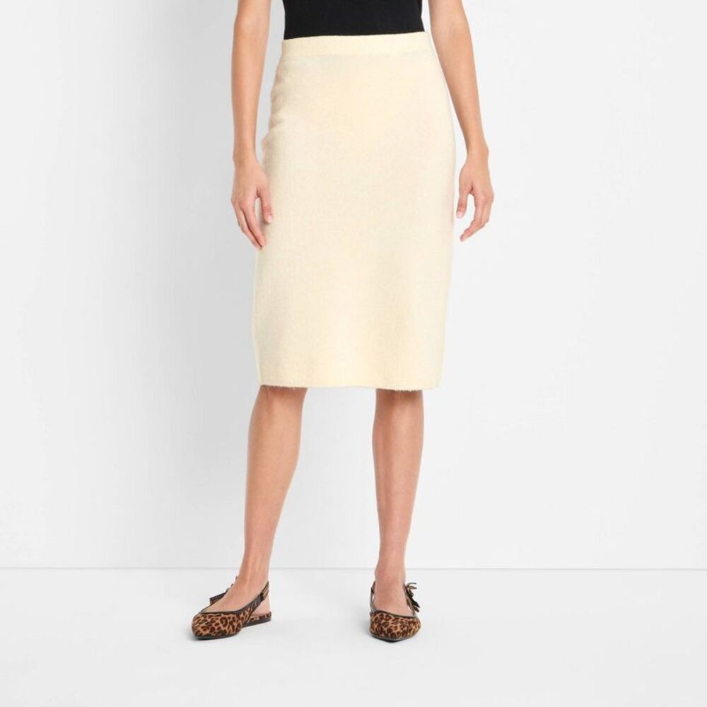 Women's Textured Midi Sweater Skirt - Future Collective Cream L